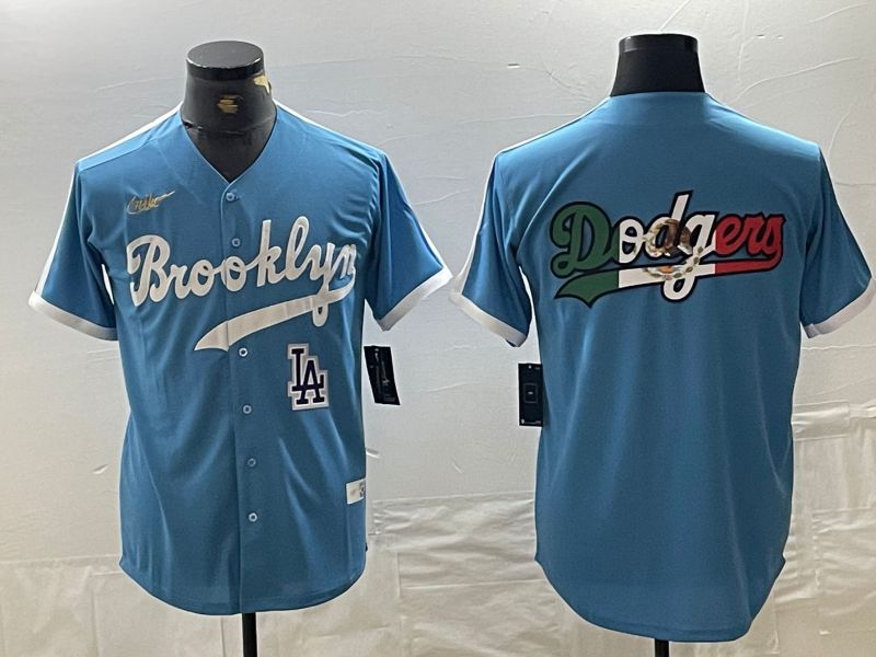 Men Los Angeles Dodgers Blank Light blue Throwback 2024 Nike MLB Jersey style 3->los angeles dodgers->MLB Jersey